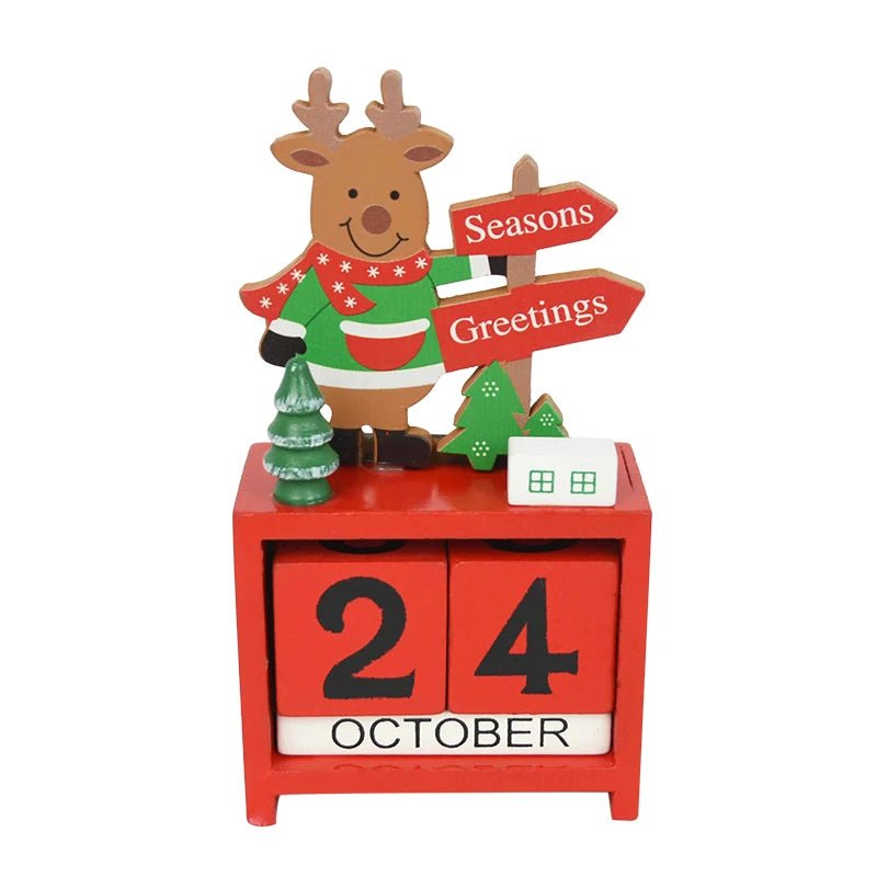 Lisslune | Wooden Painted Christmas Countdown Calendar – Festive Christmas Home Decor & New Year Countdown Gift