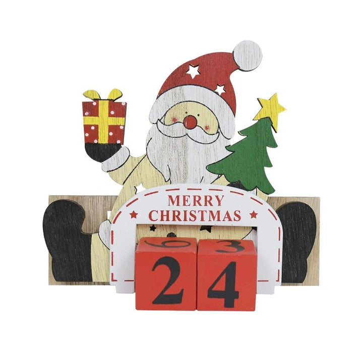 Lisslune | Wooden Painted Christmas Countdown Calendar – Festive Christmas Home Decor & New Year Countdown Gift
