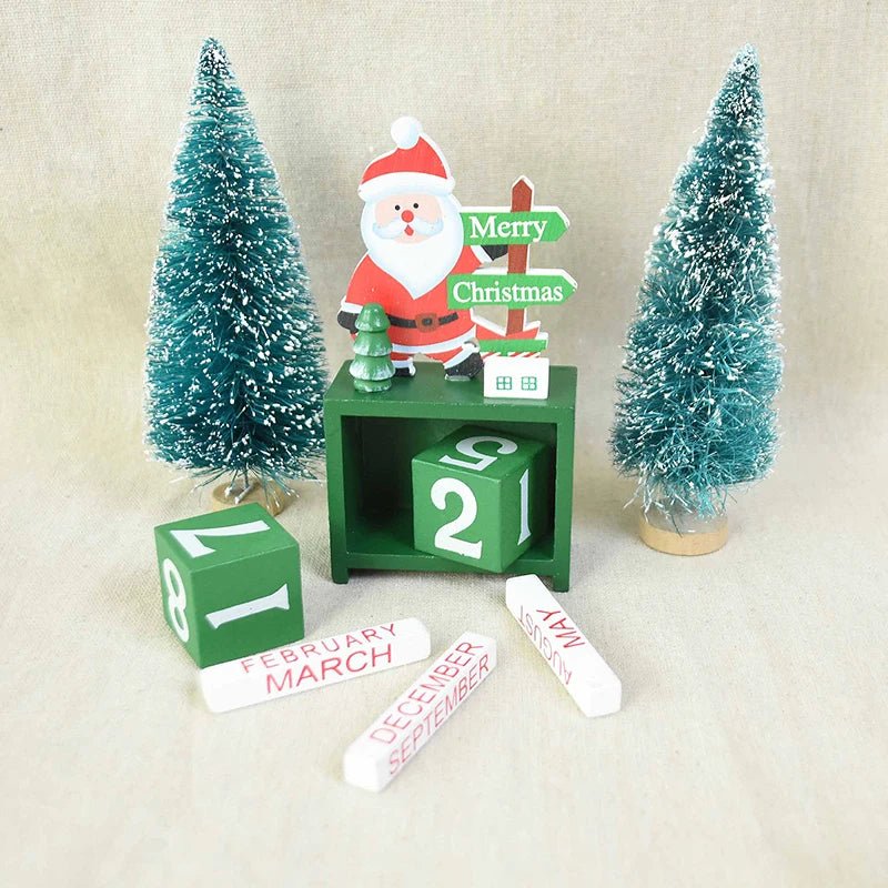 Lisslune | Wooden Painted Christmas Countdown Calendar – Festive Christmas Home Decor & New Year Countdown Gift