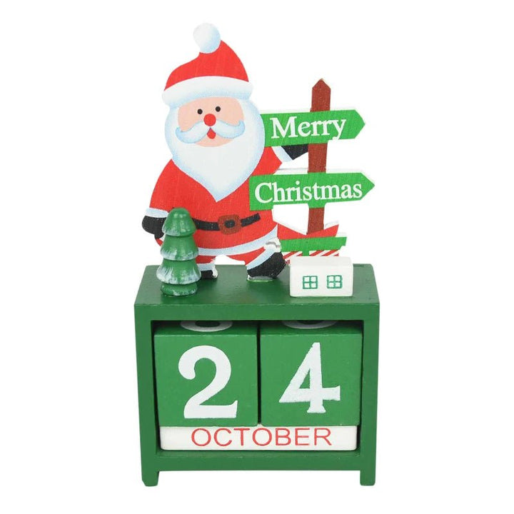Lisslune | Wooden Painted Christmas Countdown Calendar – Festive Christmas Home Decor & New Year Countdown Gift