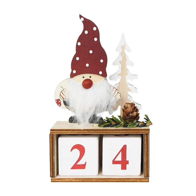 Lisslune | Wooden Painted Christmas Countdown Calendar – Festive Christmas Home Decor & New Year Countdown Gift