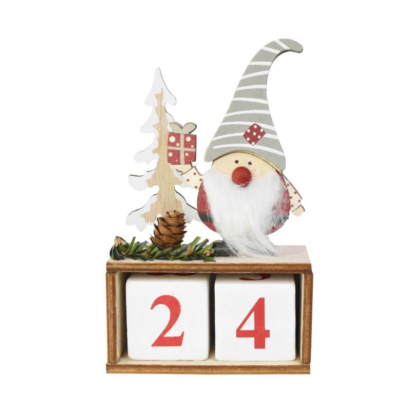 Lisslune | Wooden Painted Christmas Countdown Calendar – Festive Christmas Home Decor & New Year Countdown Gift