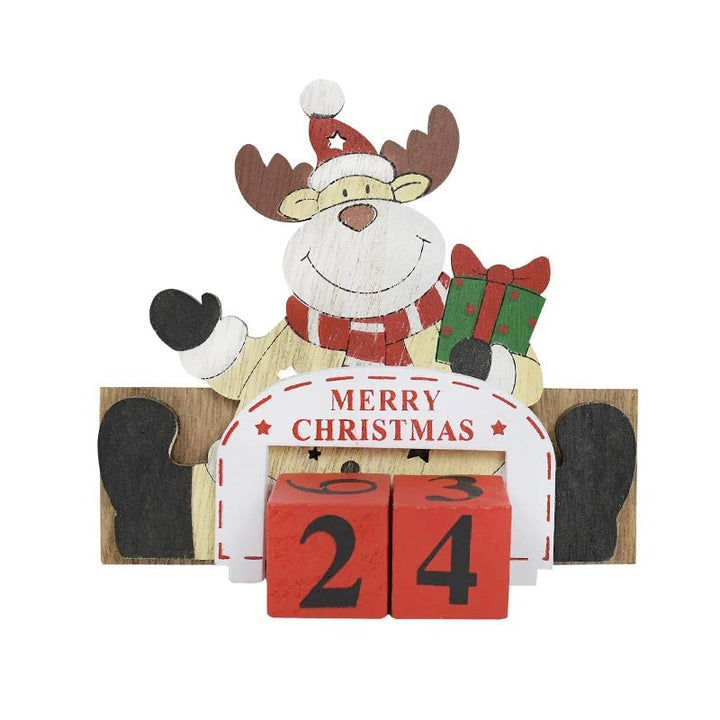 Lisslune | Wooden Painted Christmas Countdown Calendar – Festive Christmas Home Decor & New Year Countdown Gift
