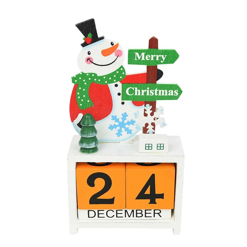 Lisslune | Wooden Painted Christmas Countdown Calendar – Festive Christmas Home Decor & New Year Countdown Gift