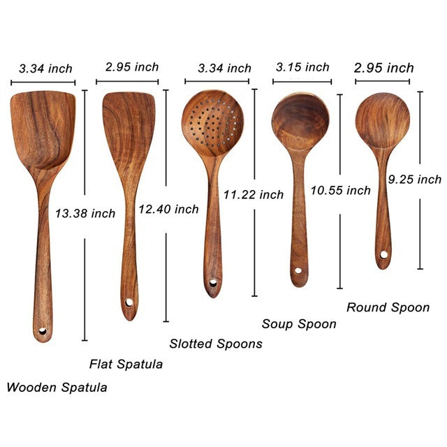 Lisslune | Elegant Eco-Friendly Teak Utensil Collection for Every Chef - Non-Scratch & Easy to Clean