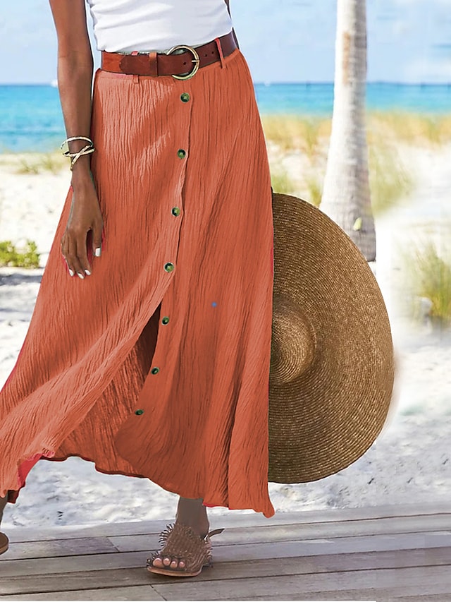 Lisslune | Elegant Long Linen Skirt for Women