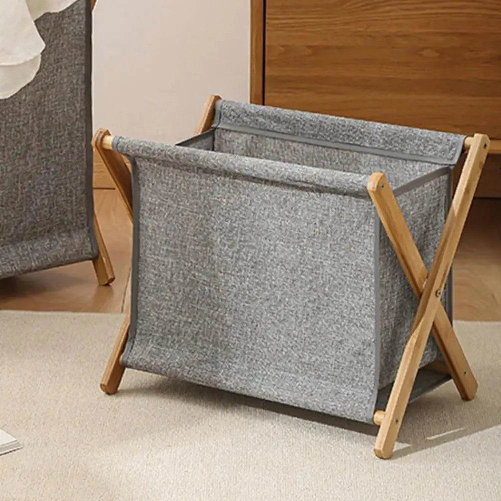 Lisslune | Chic X-Design Foldable Bamboo Laundry Basket - Elegant Fabric Organizer