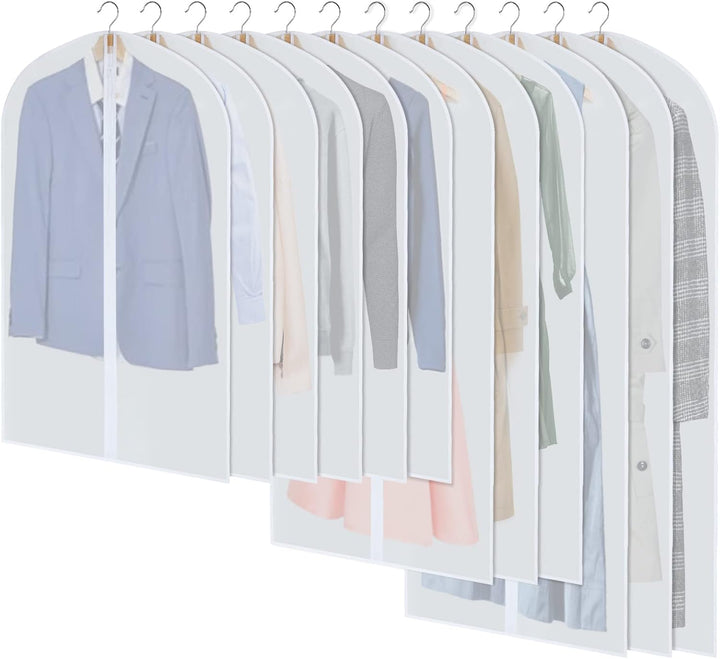 Lisslune | PEVA Garment Cover Set – 12-Pack Hanging Clothes Bags in 3 Sizes (Buy 1, Get 1 FREE)