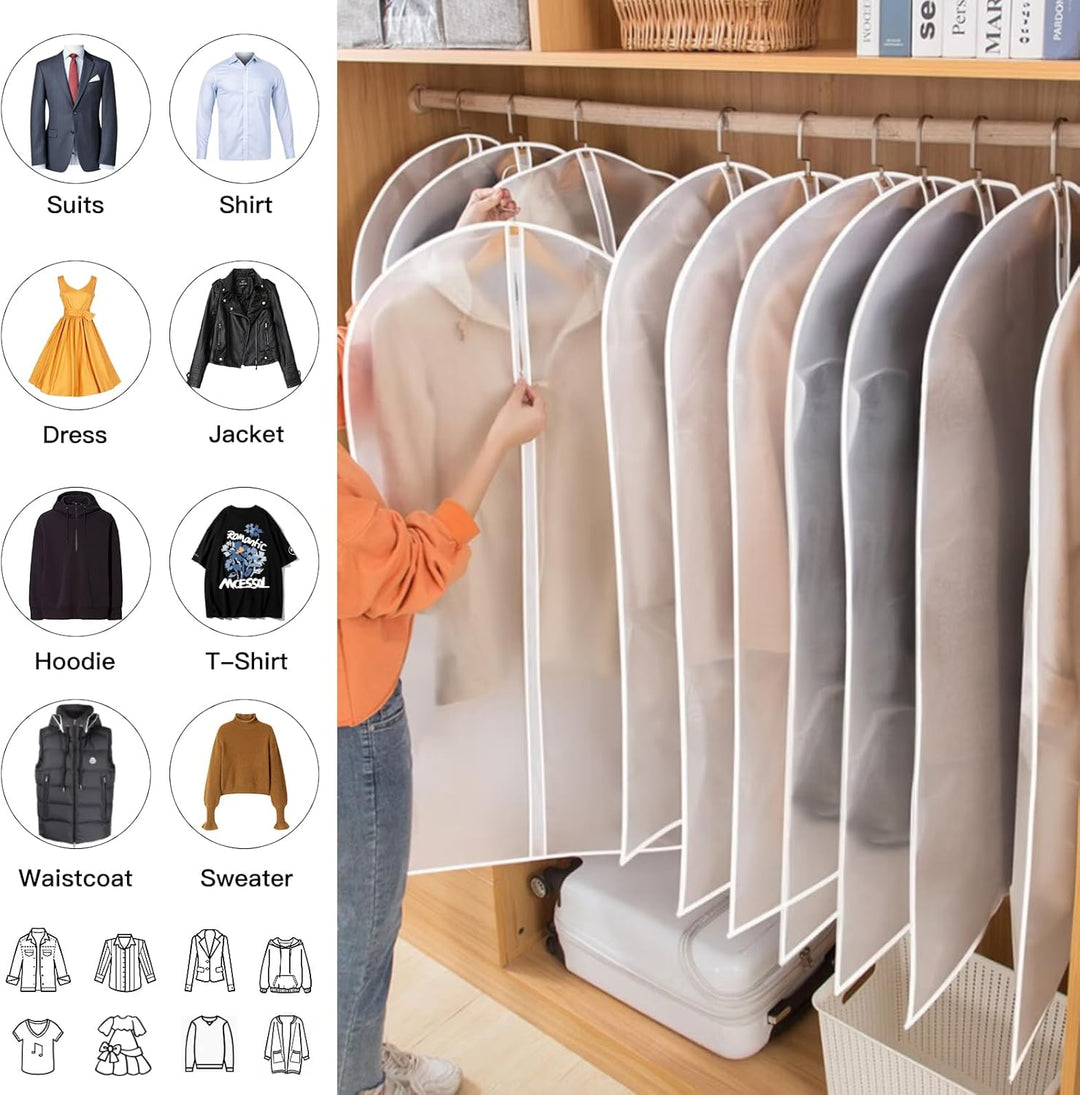 Lisslune | PEVA Garment Cover Set – 12-Pack Hanging Clothes Bags in 3 Sizes (Buy 1, Get 1 FREE)