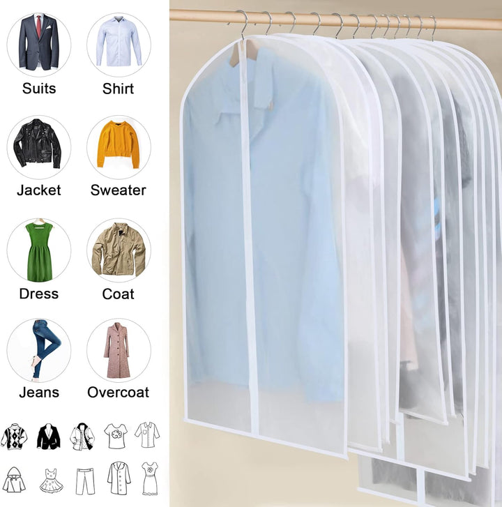 Lisslune | PEVA Garment Cover Set – 12-Pack Hanging Clothes Bags in 3 Sizes (Buy 1, Get 1 FREE)