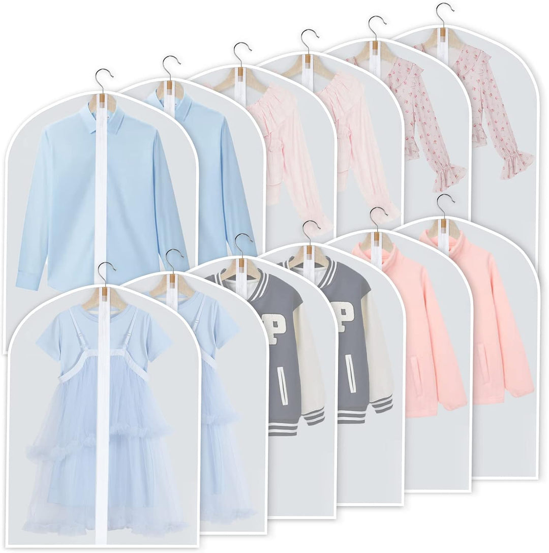Lisslune | PEVA Garment Cover Set – 12-Pack Hanging Clothes Bags in 3 Sizes (Buy 1, Get 1 FREE)