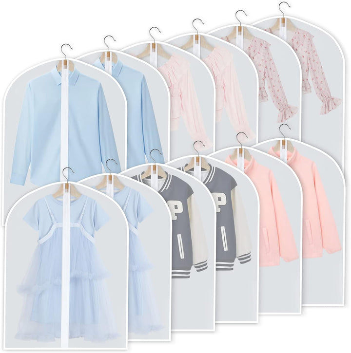 Lisslune | PEVA Garment Cover Set – 12-Pack Hanging Clothes Bags in 3 Sizes (Buy 1, Get 1 FREE)