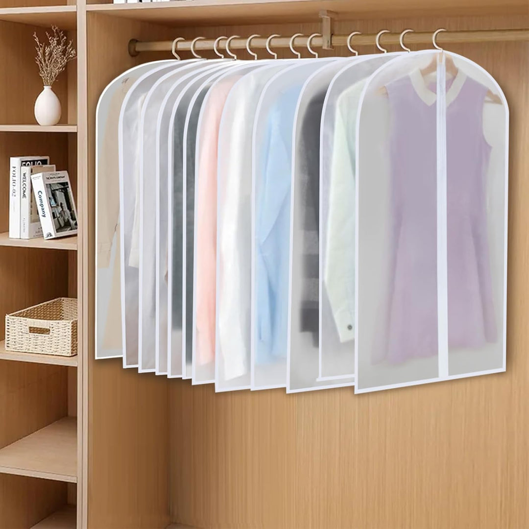Lisslune | PEVA Garment Cover Set – 12-Pack Hanging Clothes Bags in 3 Sizes (Buy 1, Get 1 FREE)