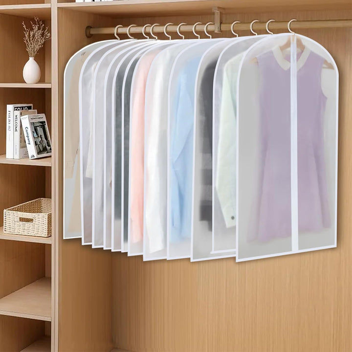 Lisslune | PEVA Garment Cover Set – 12-Pack Hanging Clothes Bags in 3 Sizes (Buy 1, Get 1 FREE)