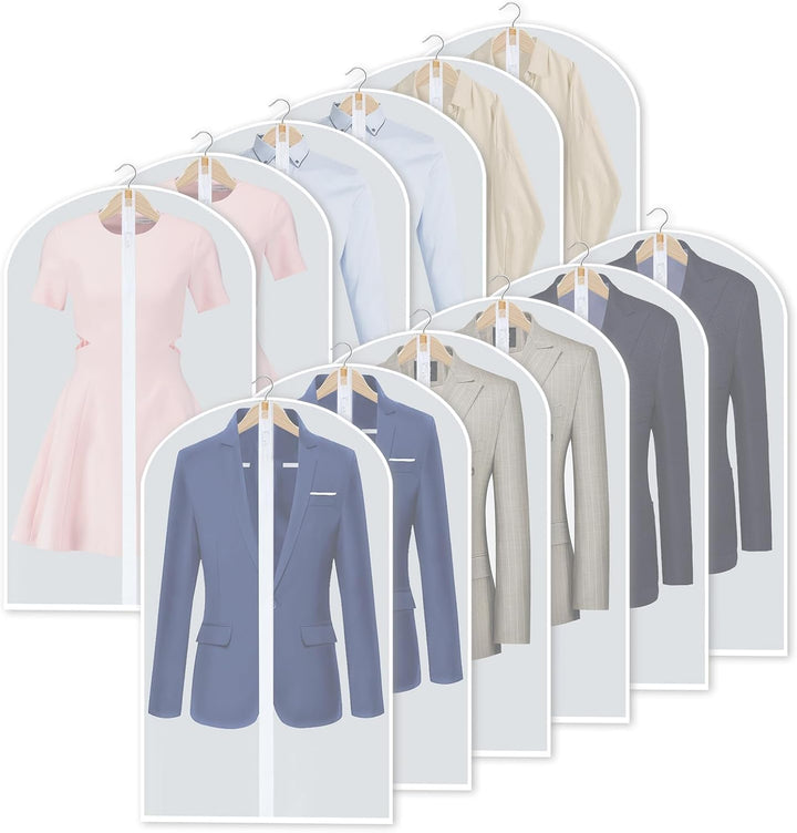 Lisslune | PEVA Garment Cover Set – 12-Pack Hanging Clothes Bags in 3 Sizes (Buy 1, Get 1 FREE)