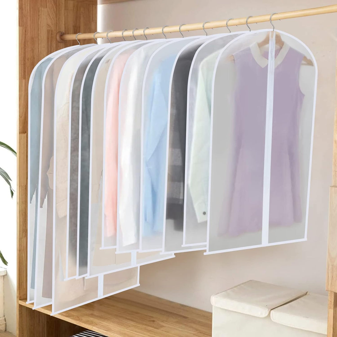 Lisslune | PEVA Garment Cover Set – 12-Pack Hanging Clothes Bags in 3 Sizes (Buy 1, Get 1 FREE)