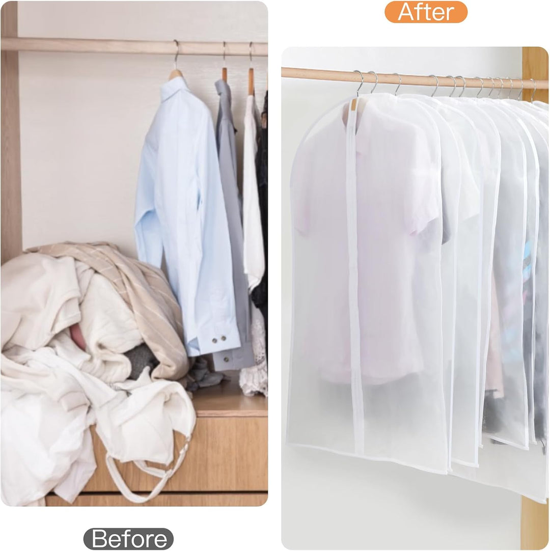 Lisslune | PEVA Garment Cover Set – 12-Pack Hanging Clothes Bags in 3 Sizes (Buy 1, Get 1 FREE)