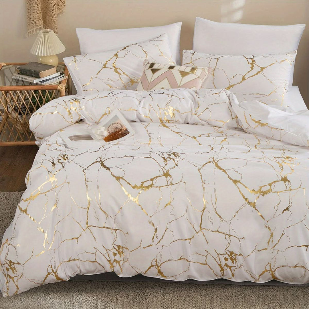 Lisslune | Marble Design Duvet Cover Set for Modern Bedroom