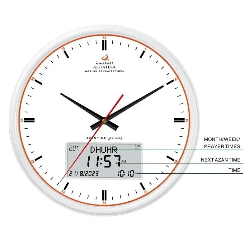 Lisslune | Zamora Time Prayer Clock – Automatic Global Prayer Times with Azan Alarm and Elegant Design