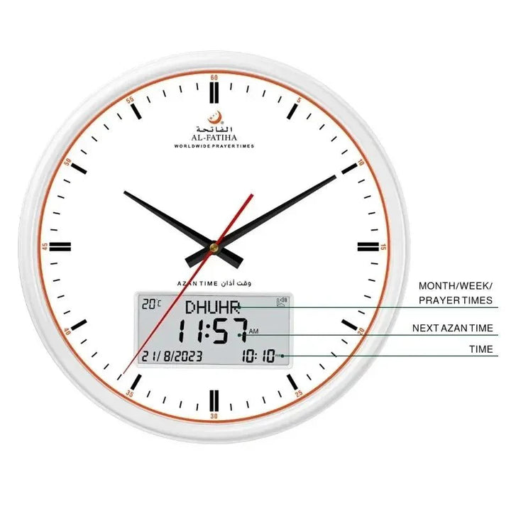 Lisslune | Zamora Time Prayer Clock – Automatic Global Prayer Times with Azan Alarm and Elegant Design