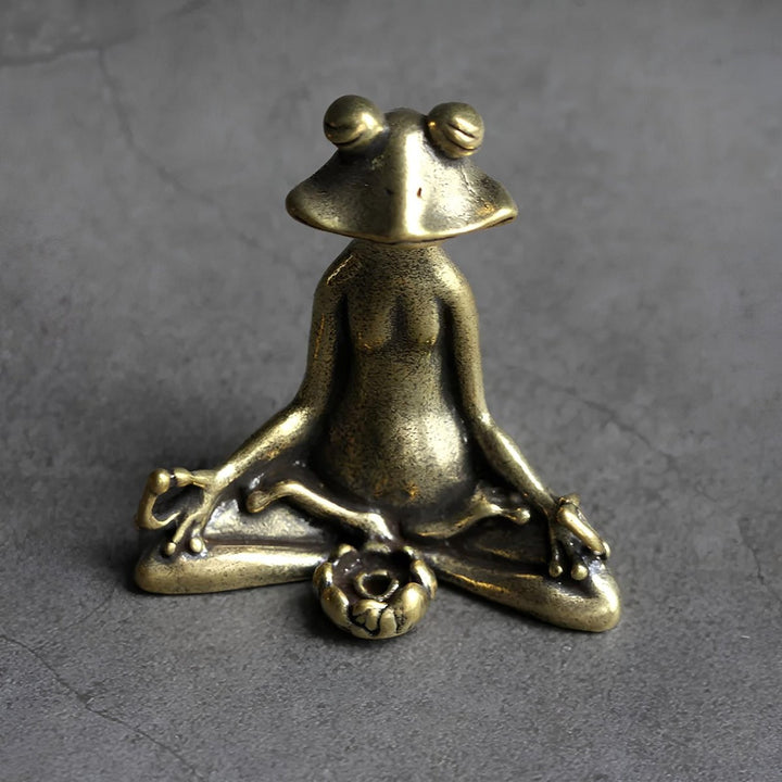 Lisslune | Zenora Brass Meditating Frog Incense Holder | Handcrafted solid brass décor piece for mindful living and relaxation