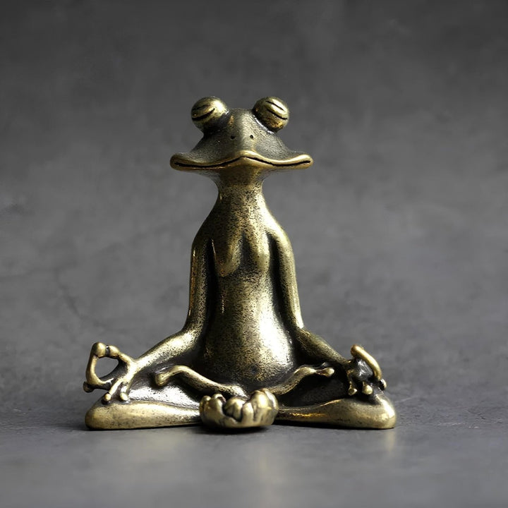 Lisslune | Zenora Brass Meditating Frog Incense Holder | Handcrafted solid brass décor piece for mindful living and relaxation