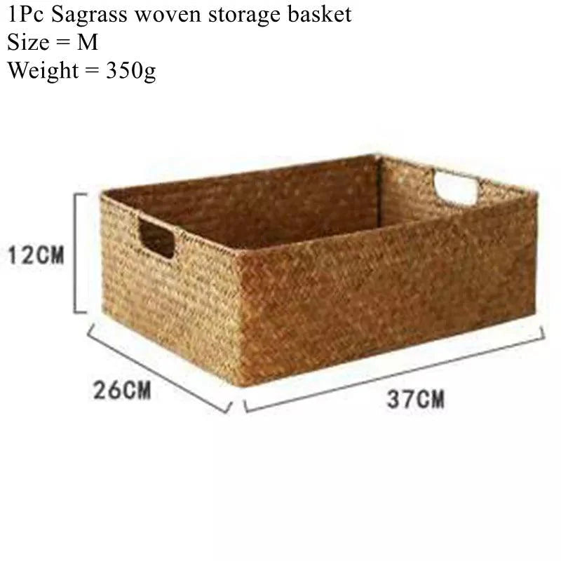Lisslune | Handmade Extra-Large Seagrass Storage Basket - Stylish Organizer for Fruits, Breads, and Textiles