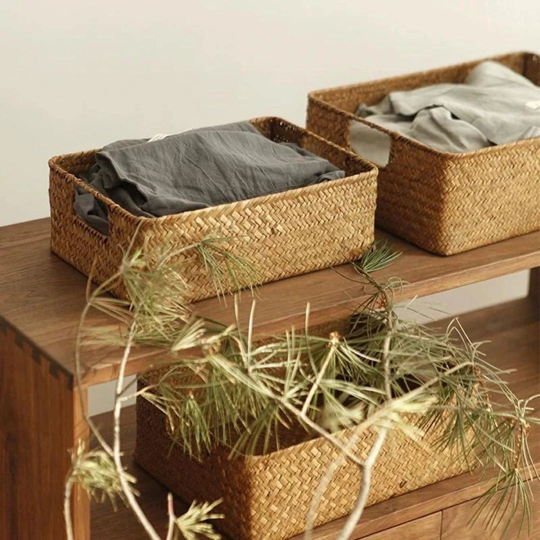 Lisslune | Handmade Extra-Large Seagrass Storage Basket - Stylish Organizer for Fruits, Breads, and Textiles