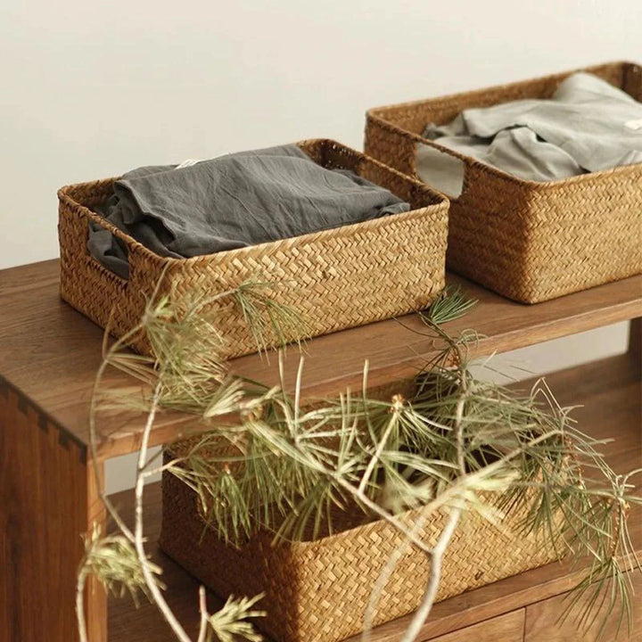 Lisslune | Handmade Extra-Large Seagrass Storage Basket - Stylish Organizer for Fruits, Breads, and Textiles